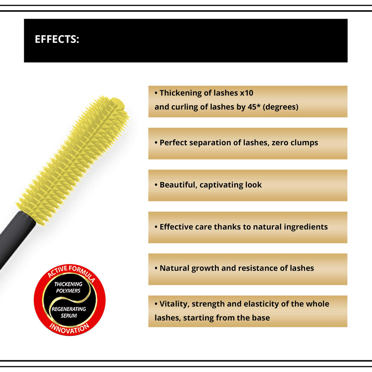 VOLUME CELEBRITY THICKENING AND LENGTHENING MASCARA WITH REBUILDING SERUM