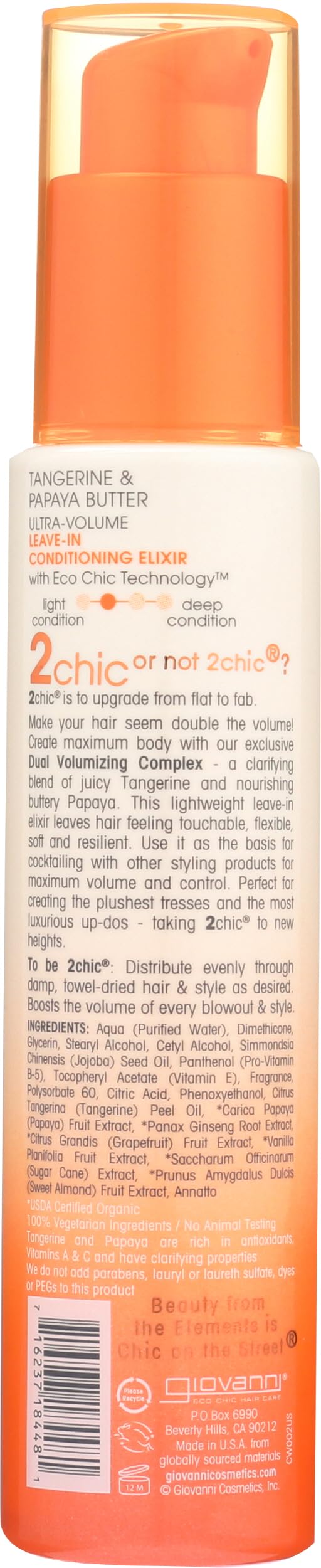 GIOVANNI 2chic Ultra-Volume Leave-In Conditioning & Styling Elixir, 4 oz