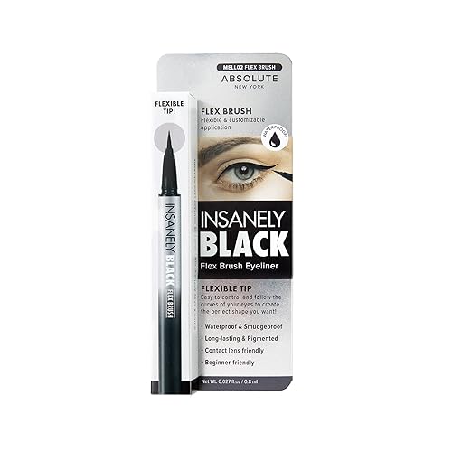 Absolute New York Insanely Black Flex Brush Liquid Eyeliner, Flexible Tip, Waterproof & Smudgeproof, Long-Lating and Pigmented Beauty & Personal Care Absolute New York