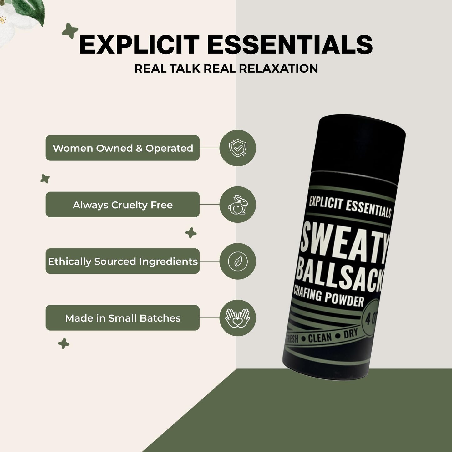 Explicit Essentials Ball Powder for Men - Sweat-Absorbing Groin Powder - Talc-Free Anti-Chafing for Men - Moisture Control, Odor Protection & Funny Beauty and Personal Care Explicit Essentials
