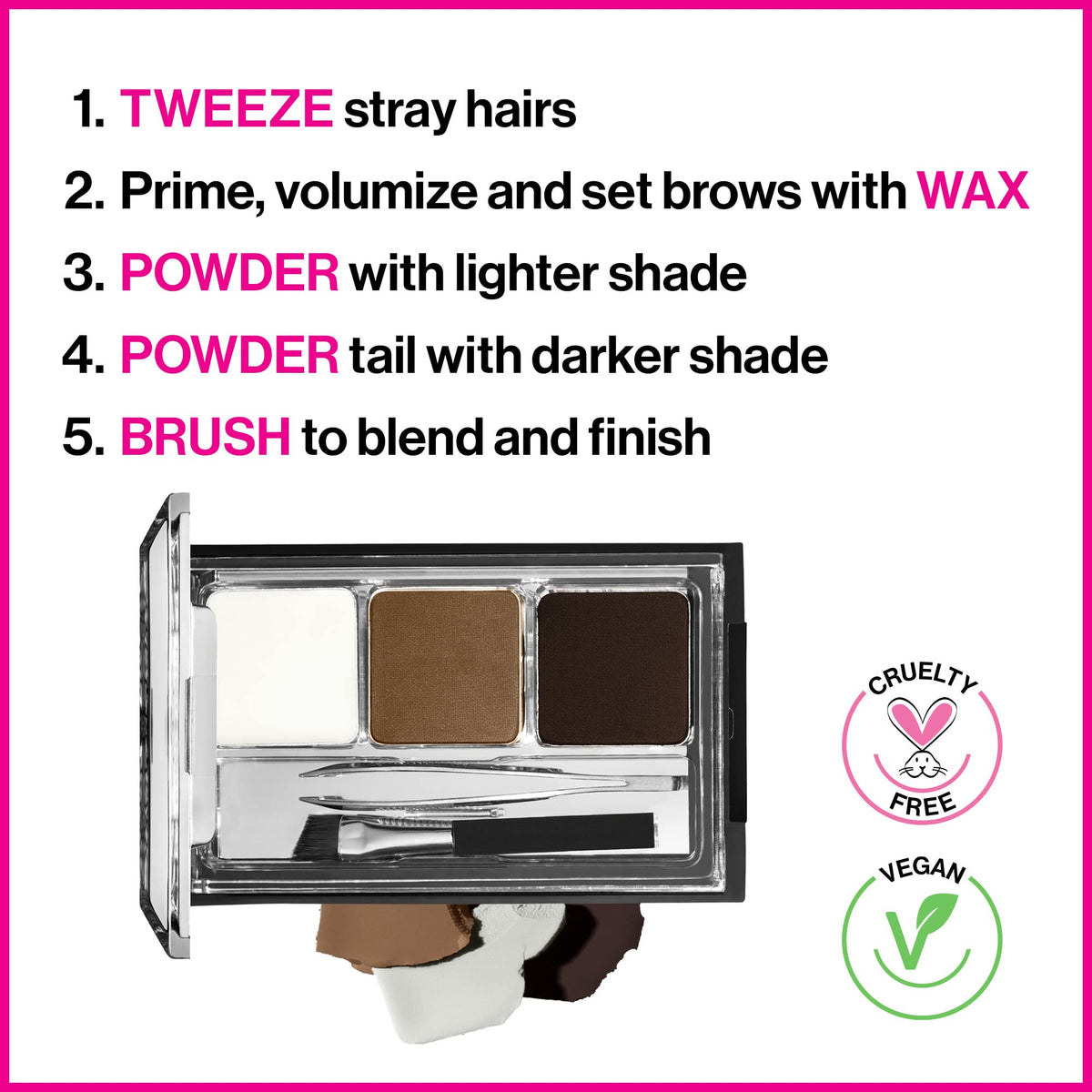 wet n wild Ultimate Eyebrow Makeup Kit, Long-Lasting Matte Brow Powder, Tweezers, Wax & Brush, Built-In Mirror, Purse-Friendly Compact - Dark Brown Beauty & Personal Care wet n wild