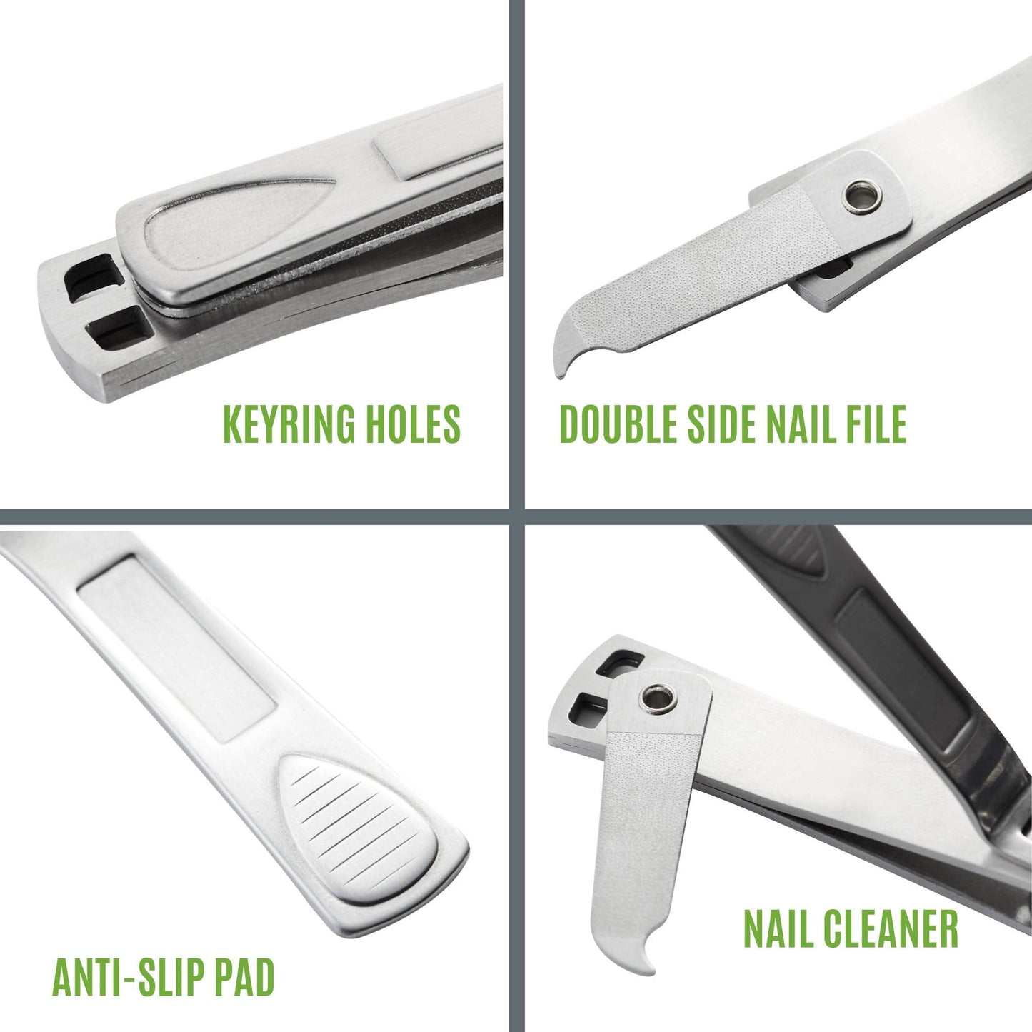 Clyppi Nail Clippers with Swing Out Nail Cleaner/Nail File - Fingernail Clippers/Toe Nail Clippers. Sharp Stainless Steel with Wide Easy Press Lever Beauty & Personal Care CLYPPI