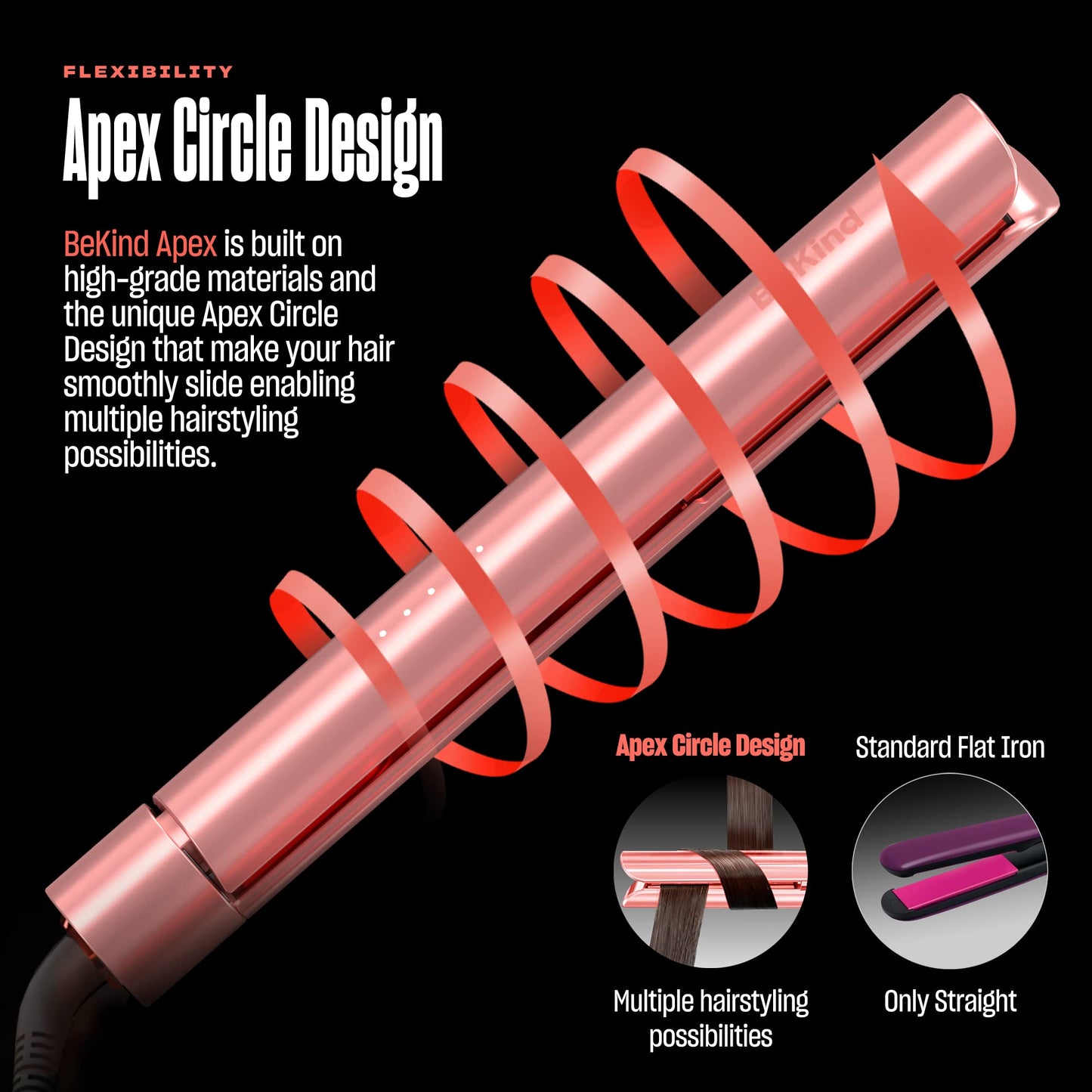 Bekind Apex 2-in-1 Hair Straightener Flat Iron | 1“ 460°F Straightener and Curler for All Hairstyles | UltraSmooth Tech | 15s Fast Heating & Temp Beauty & Personal Care Bekind