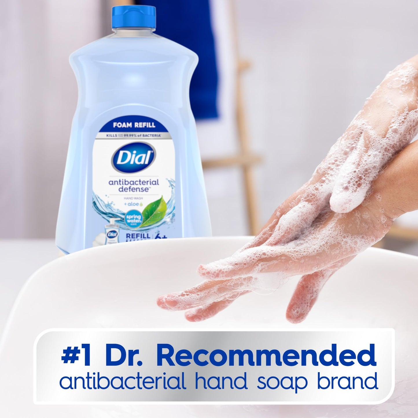 Dial Antibacterial Defense Foaming Hand Soap + Aloe, Spring Water Scent, 52 Fl Oz Hand Soap Refill, Dermatologist-Tested, Gentle on Skin Beauty and Personal Care Dial
