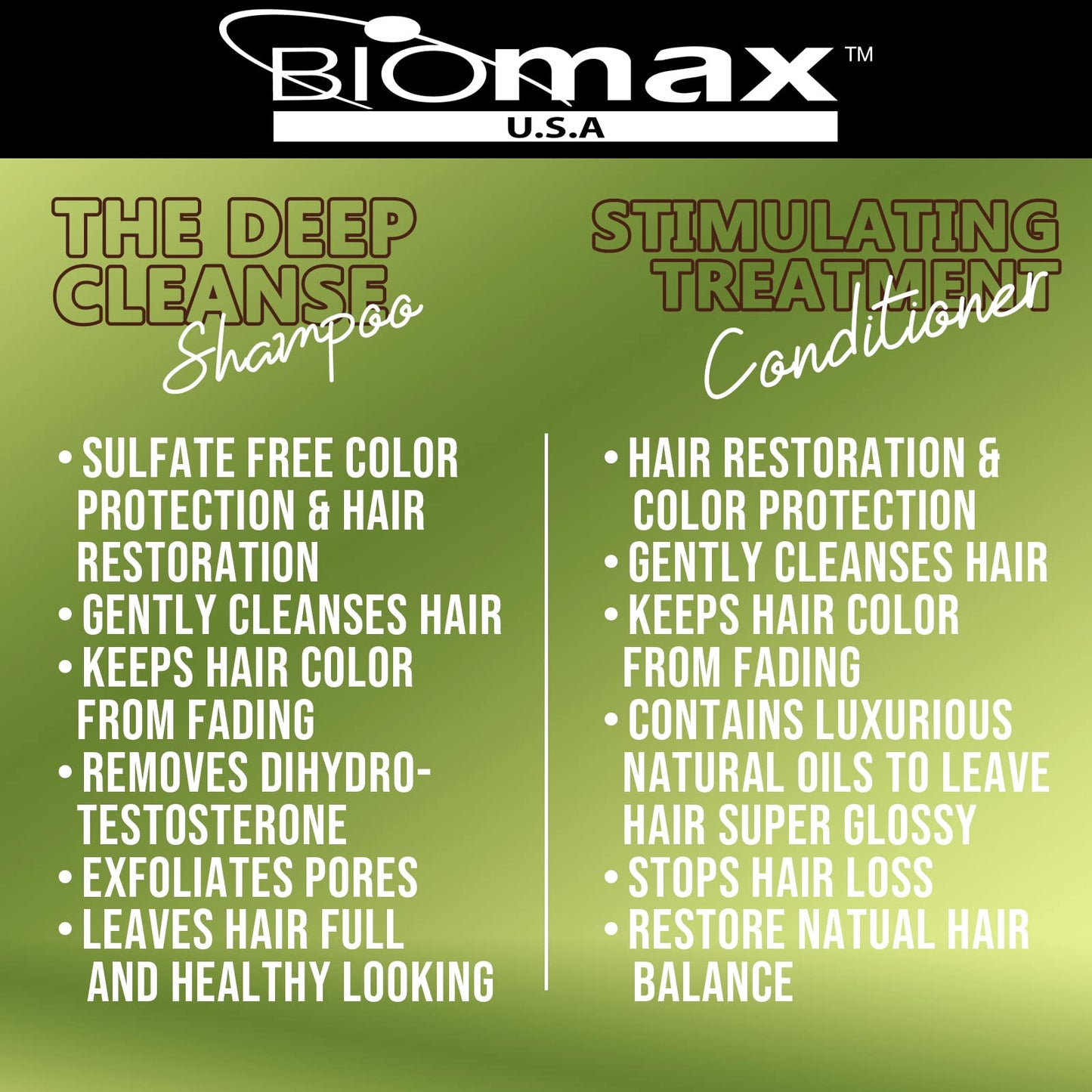 Biomax Deep Cleanse Hair Restoration Shampoo & Stimulating Treatment Color Protection Conditioner No.1 for Thin-Looking Hair, Remove Build-up Beauty & Personal Care BIOMAX