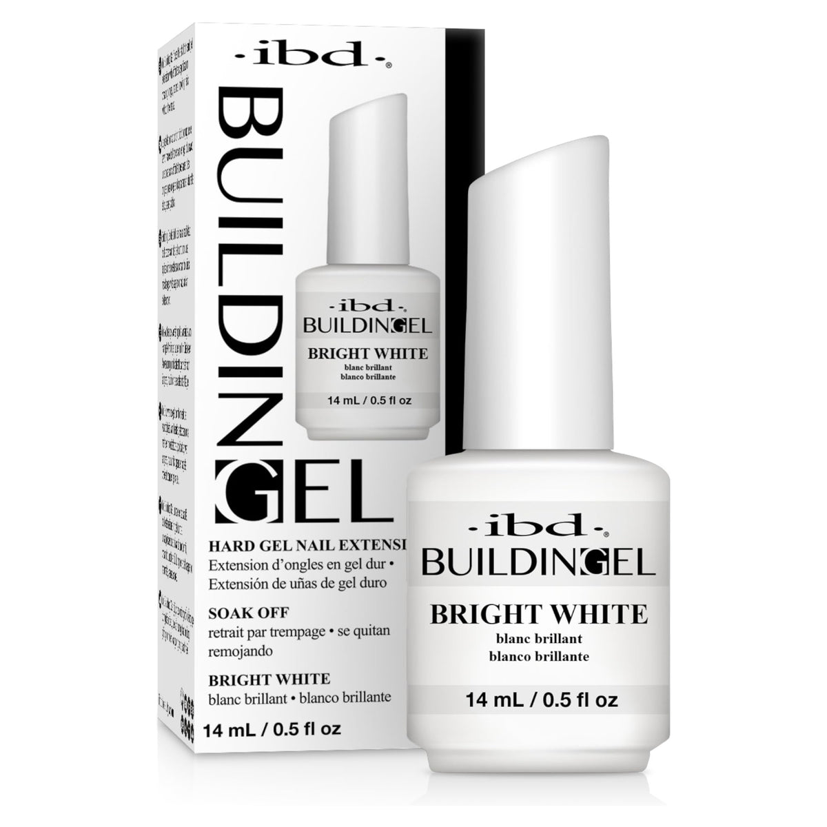 IBD Builder Gel for Nails, Round - Bright White, UV/LED Gels Hard Nail Extensions & Sculpting Strong Long-Lasting Enhancement, Made in USA, 0.5 oz, 1
