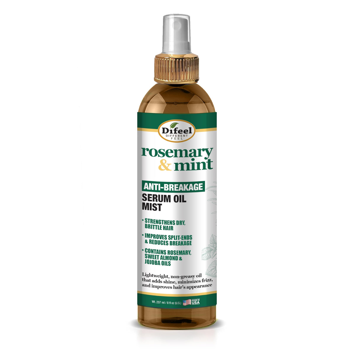 Difeel Rosemary and Mint Anti-Breakage Serum Oil Mist 8 oz. - Hair Strengthening Serum Mist, Reduces Split Ends, Reduces Breakage and Frizz