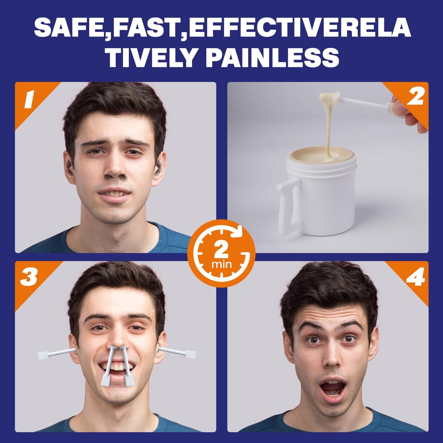Nose & Ear Waxing Kit - Hypoallergenic Wax + 30 Applicators - Painless Hair Removal for Men & Women - Includes 15 Soothing Balm Wipes & Mustache Beauty and Personal Care Juloviy