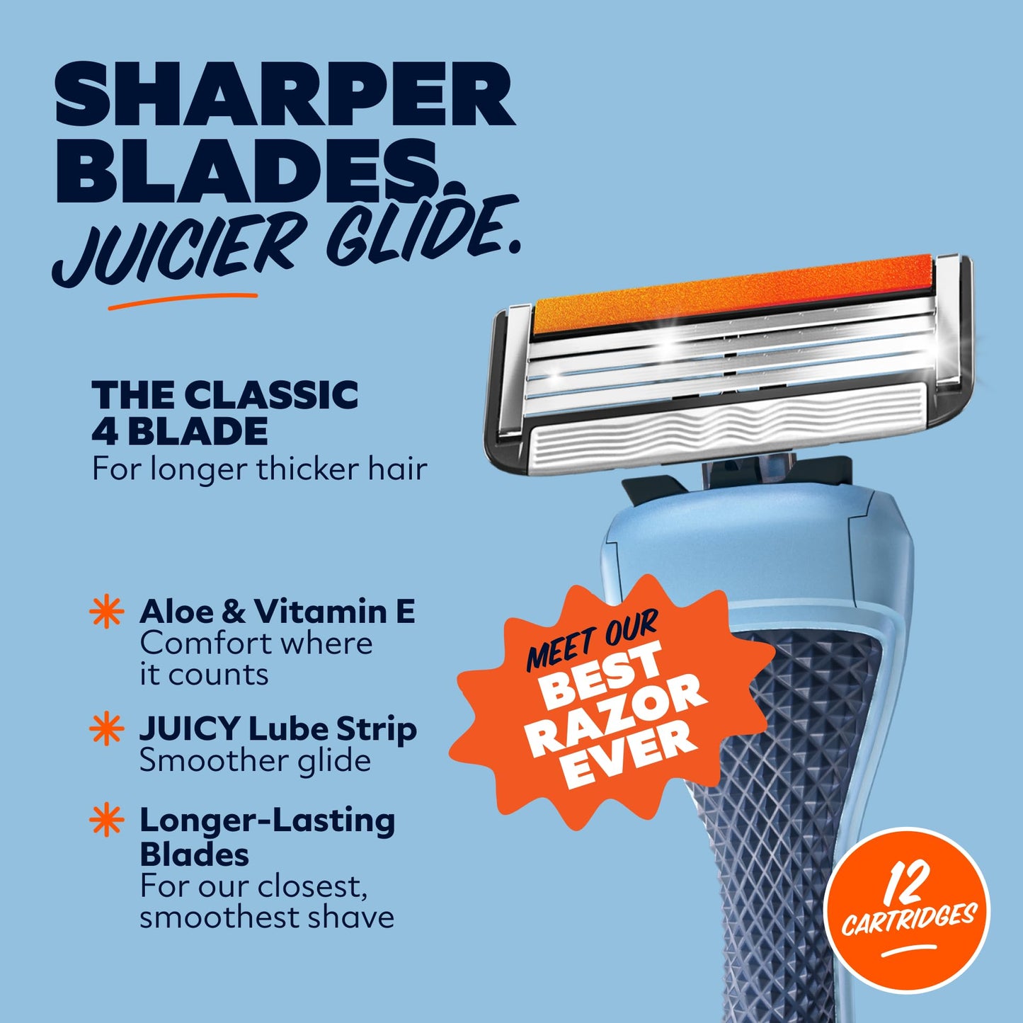 Dollar Shave Club | 4 Blade Razor Refills (12 Pack) | Swift Rinse Blades for Longer and Thicker Hair Beauty and Personal Care Dollar Shave Club