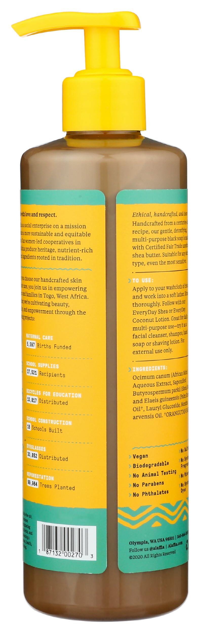 Alaffia - Authentic African Black Soap, All-in-One Body Wash, Shampoo, and Shaving Soap For All Skin and Hair Types, Fair Trade, No Parabens, Non-GMO Beauty & Personal Care Alaffia
