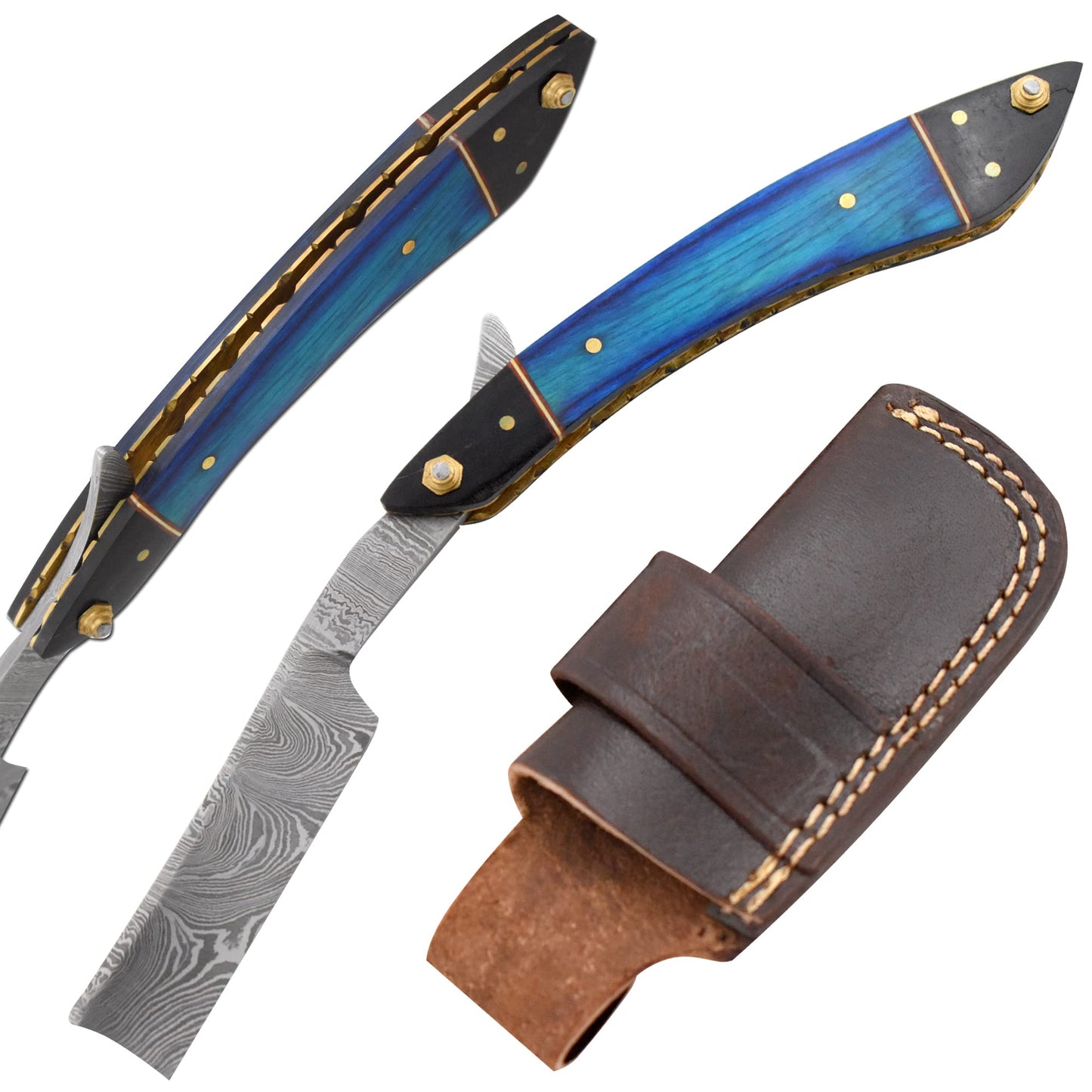 Old Ram Straight Razor - Straight Edge-Razor Sharp High Hardness Real Damascus Steel Cutthroat Straight Edge-Blade - Barber Razor (327) Beauty and Personal Care Old Ram
