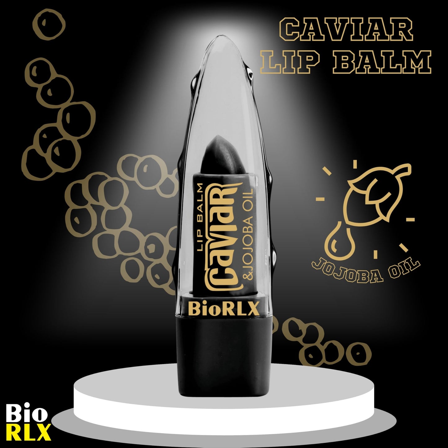 BioRLX Caviar & Jojoba Oil Lip Balm - Luxurious Color-Free Lip Care for Intense Moisture and Smoothness (There Lip Balm) (Caviar & Jojoba, 0.12 Ounce Beauty and Personal Care BioRLX