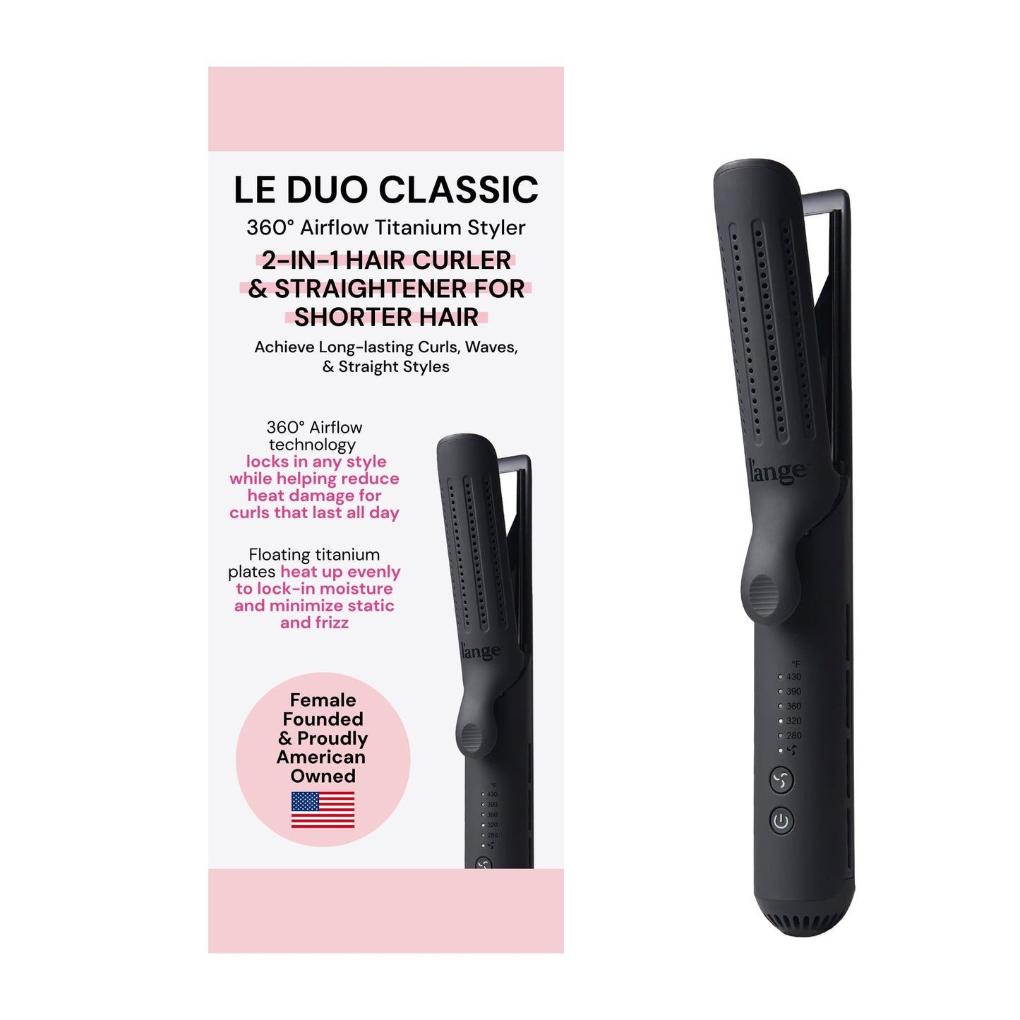 L'ANGE HAIR Le Duo Grande 360° Airflow Styler | 2-in-1 Curling Wand & Titanium Flat Iron Professional Hair Straightener and Curler with Cooling Air Beauty & Personal Care L'ANGE HAIR