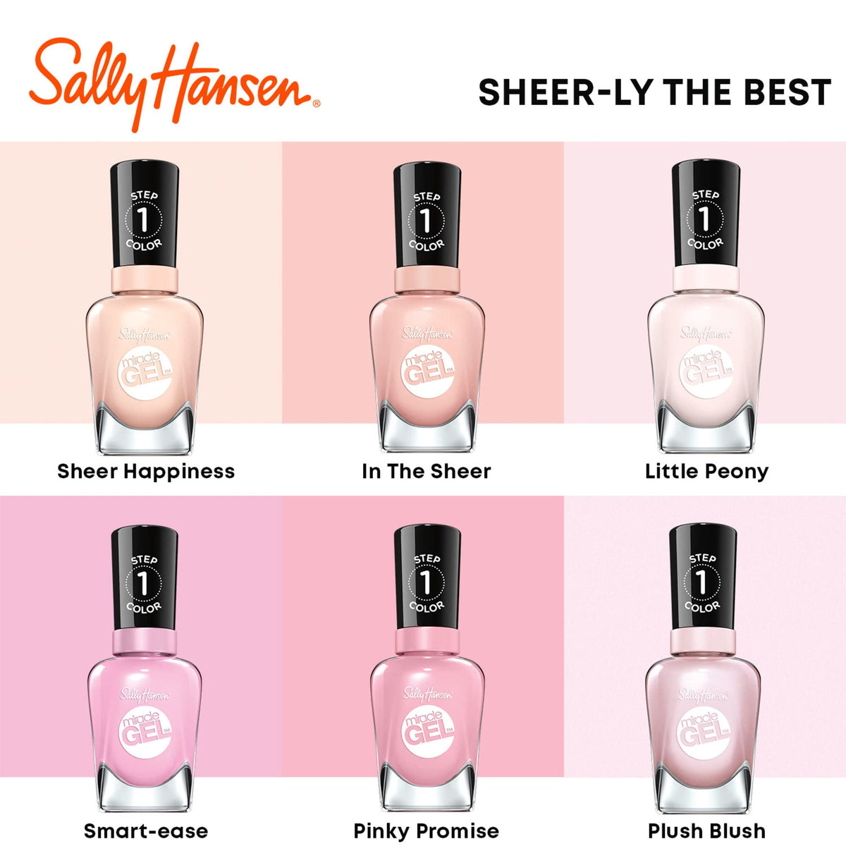 Sally Hansen Miracle Gel Salon Quality Nail Polish | Gel-Like Formula, Two-Step System, No UV Light Needed, Long Lasting | | 246 In The Sheer | Pink