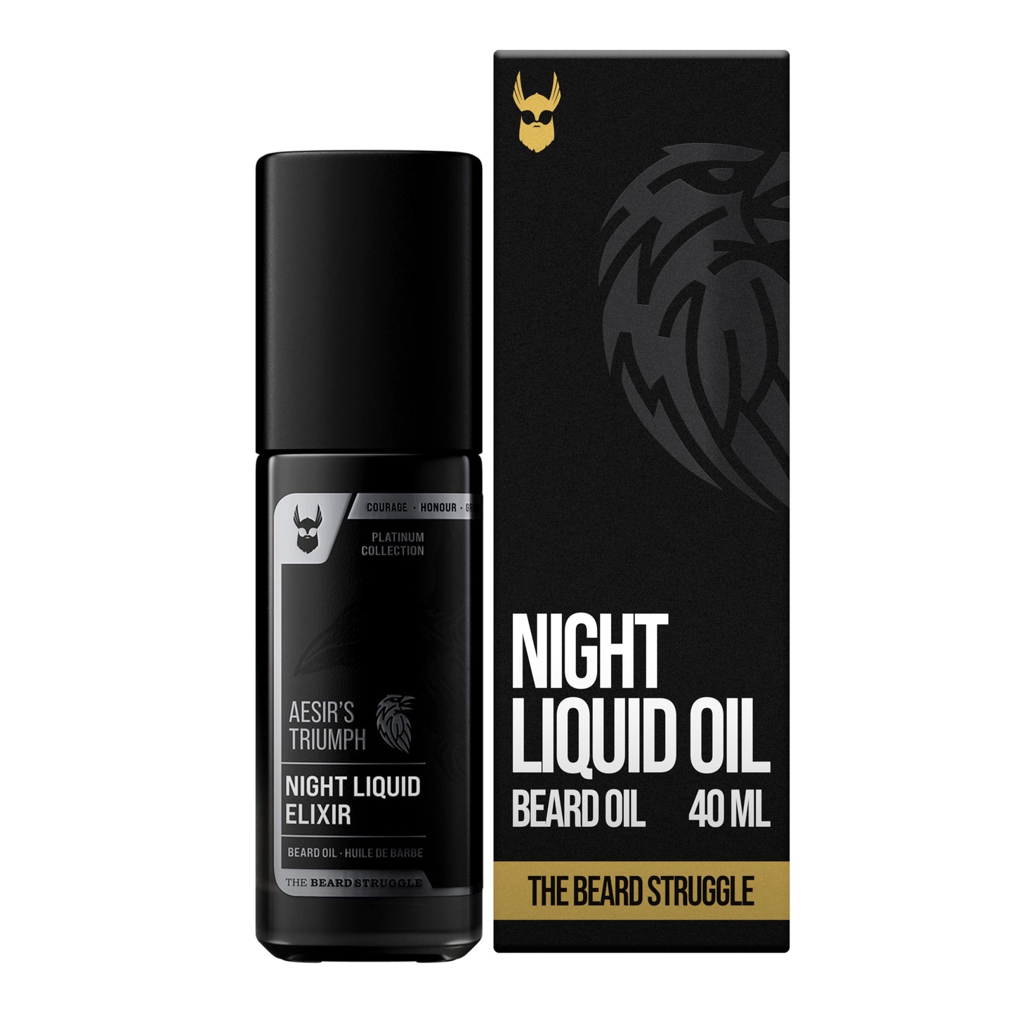 The Beard Struggle Night Liquid Elixir Beard Oil - Platinum Collection - Aesir's Triumph (1.35 Fl oz) - Beard Oil for Men - Natural Blend for Softens Beauty and Personal Care The Beard Struggle