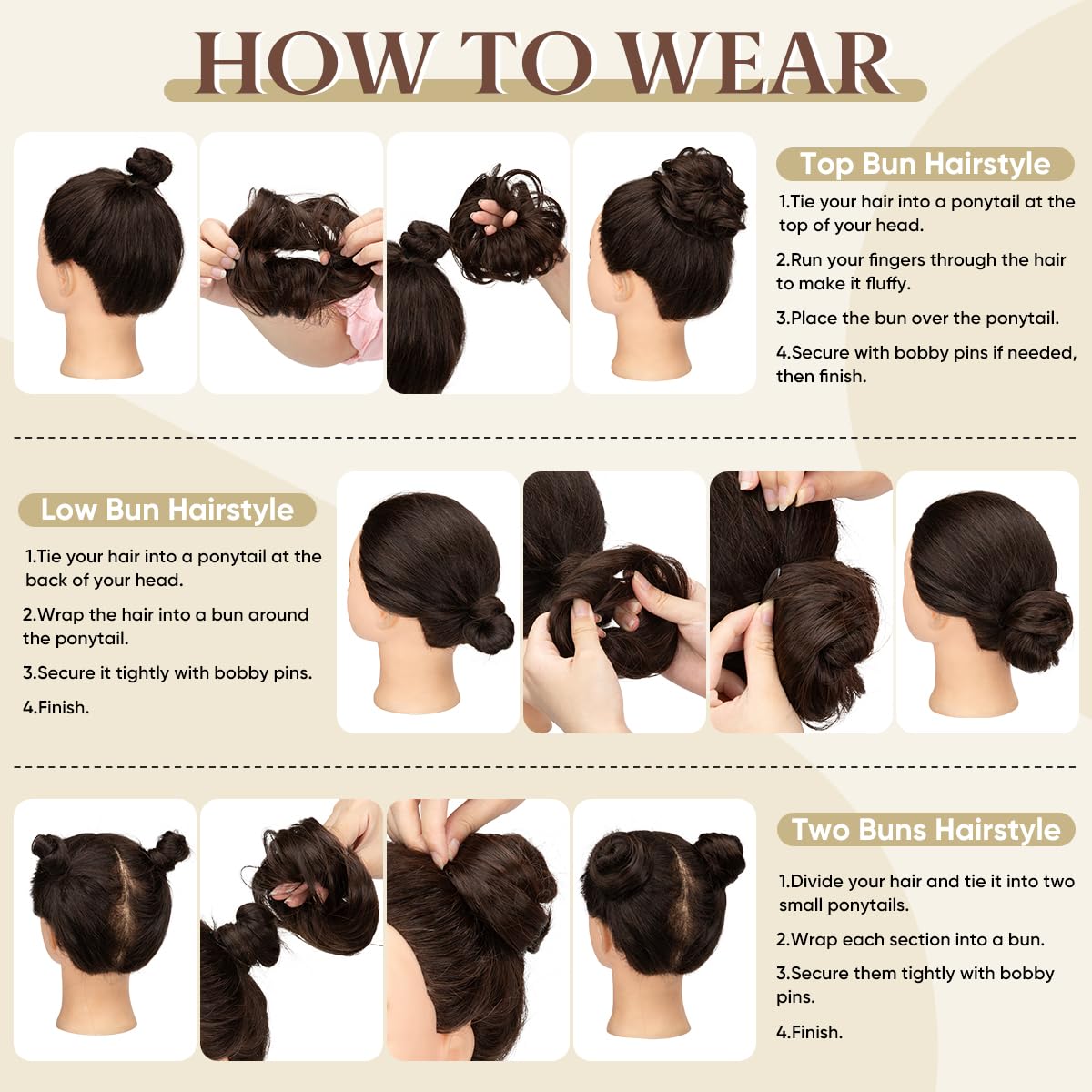 CJL HAIR 2PCs Small Cute Messy Bun Hair Piece for Thin Hair Women Mini Synthetic Curly Bun Scrunchies Updo Hairpieces Dirty Blonde Beauty and Personal Care CJL HAIR