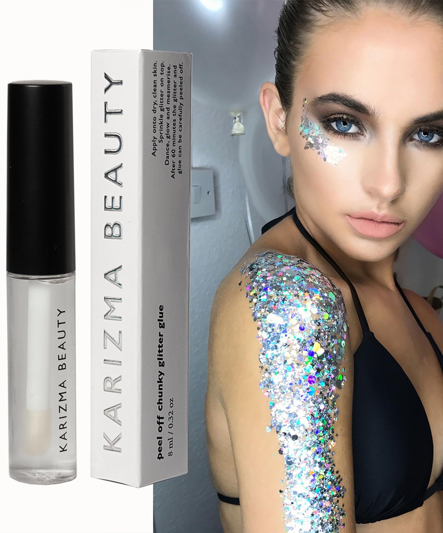 Cosmetic Glue, The Original Peel Off Formula. for Rhinestones Glitter by KARIZMA Beauty. Face Gems Glue Adhesive Body Cosmetic Makeup Primer Lash Beauty & Personal Care KARIZMA