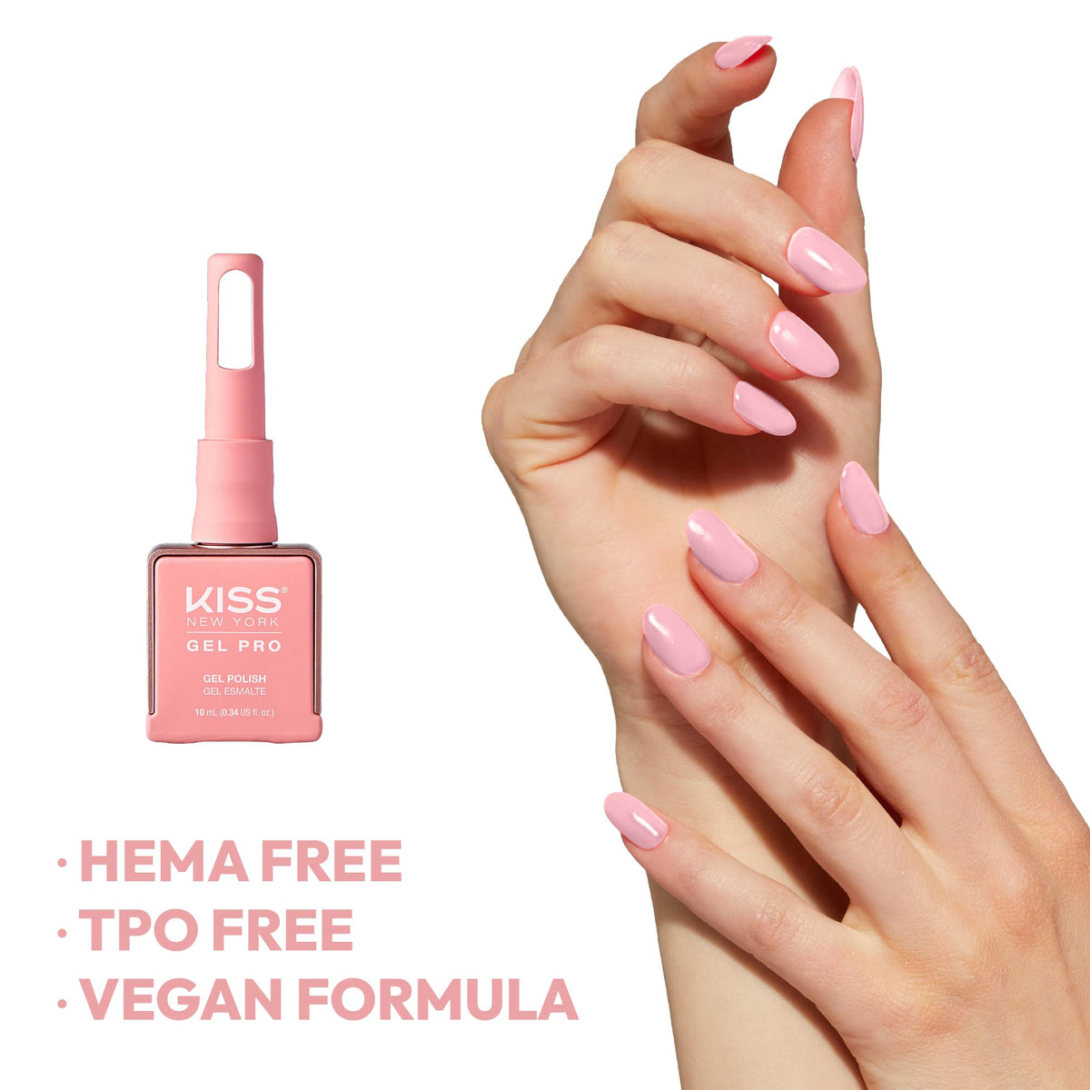 Kiss New York Gel Nail Polish Soak Off UV LED Gel Polish 10mL Nail Art Salon Manicure DIY HEMA FREE, TPO FREE (Pink Skies)