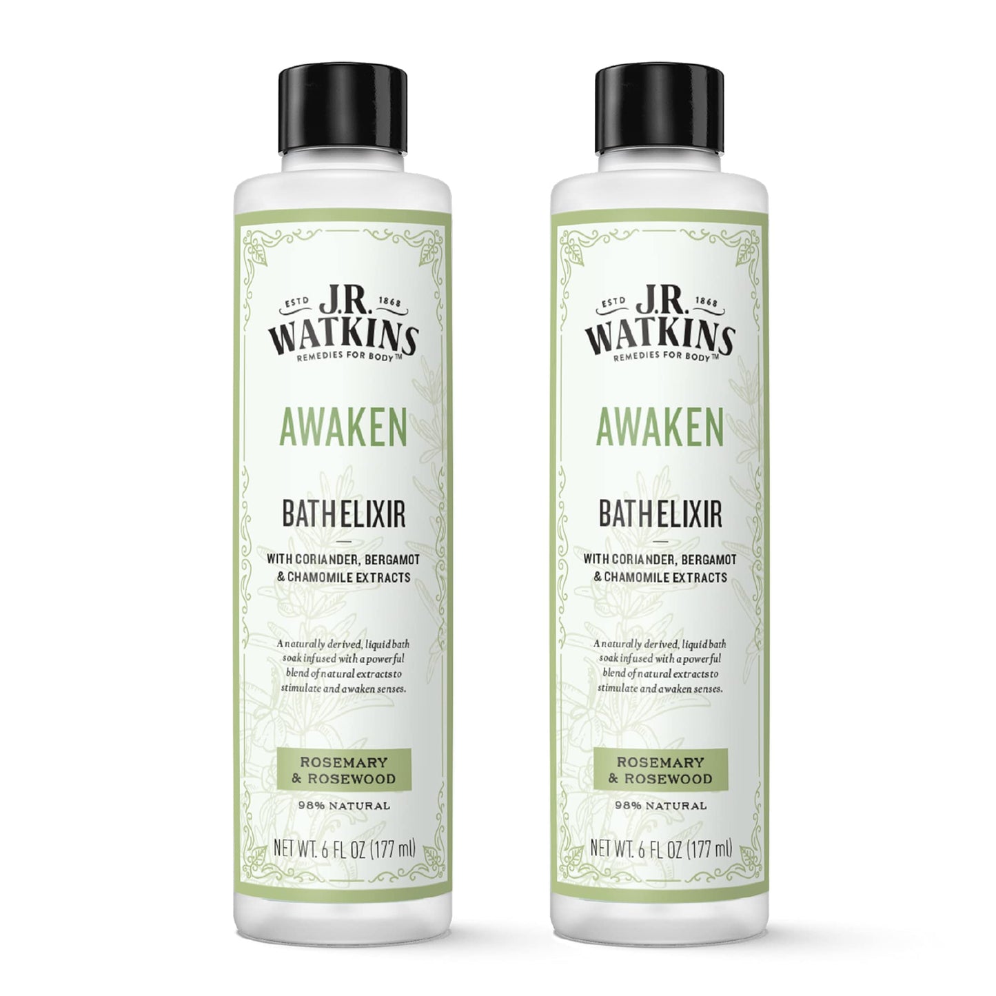J.R. Watkins Awaken Bath Elixir, Liquid Bath Soak, Rosemary & Rosewood with Natural Extracts, No Salt, No Residue, 6 oz (Pack of 2) Beauty and Personal Care J.R. Watkins