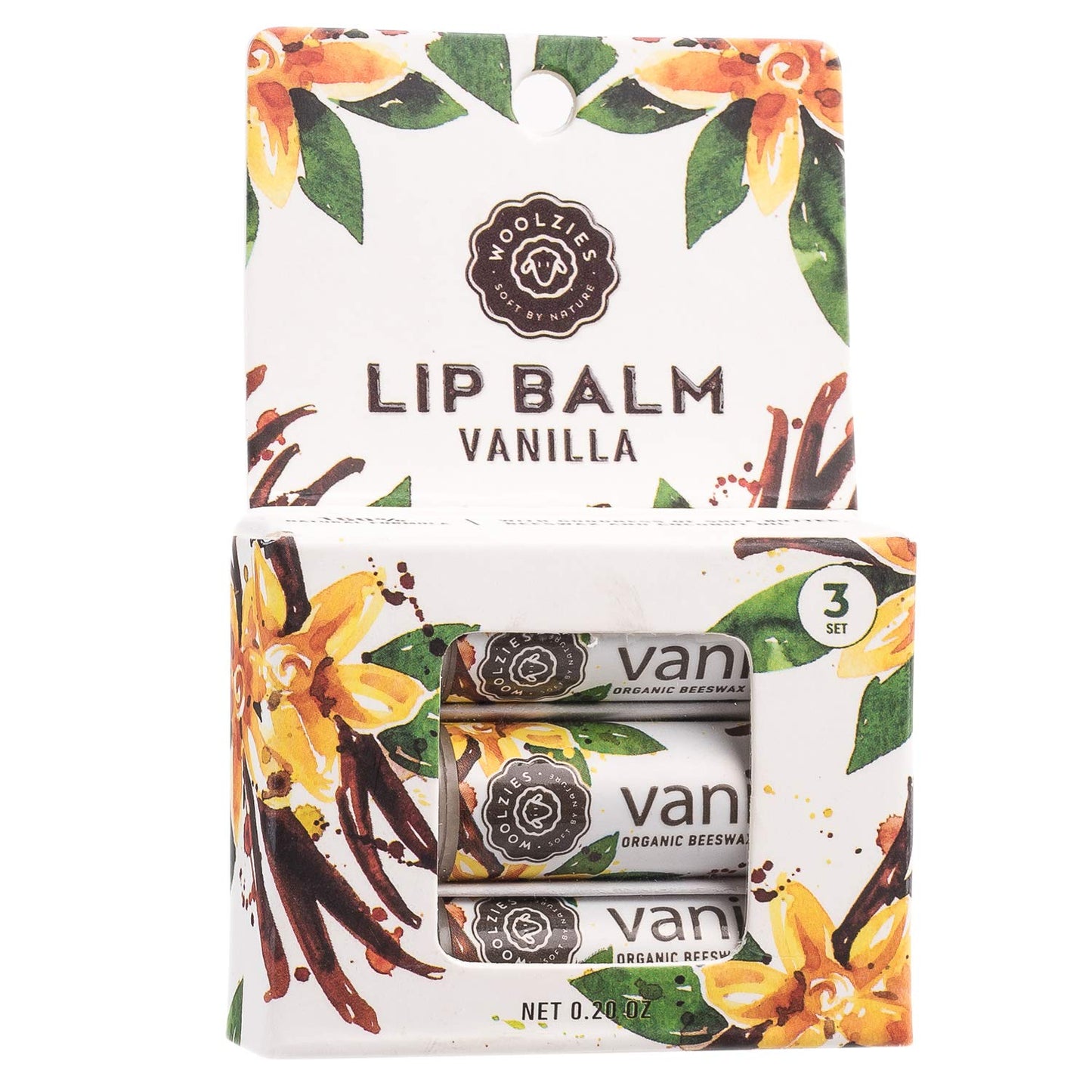 Lip Balm Set: Woolzies All-Natural Shea Butter, Beeswax, Coconut Oil, Vitamin E Infused Lip Moisturizer Care (3 Pack, Vanilla Mint) Beauty and Personal Care Woolzies