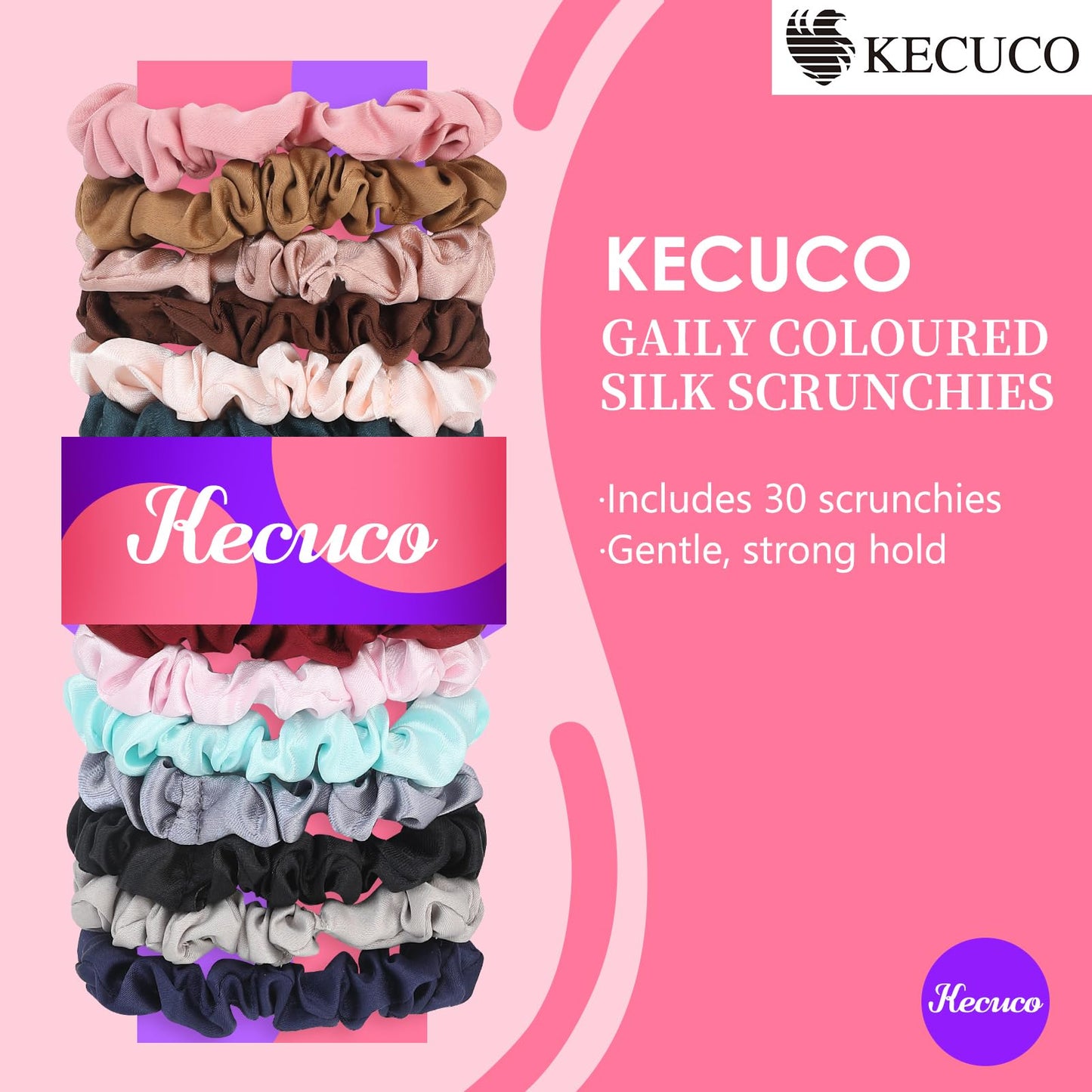 KECUCO 30Pcs Small Silk Satin Hair Scrunchies, Hair Ties for Women Girls Hair Accessories Gift (Multicolor A) Beauty and Personal Care KECUCO