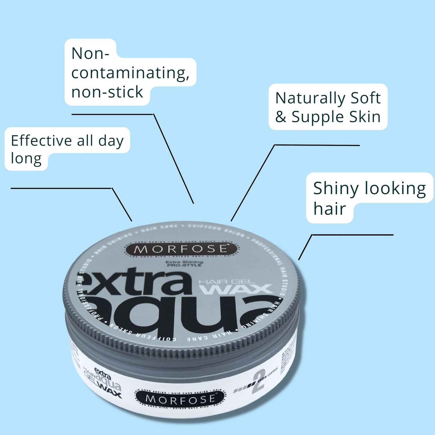 Morfose Extra Aqua Hair Gel Wax with Shiny and Flexible Level 2 Hold, Manage Flyaways, Braids, and Curls, Professional Hair Styling for Women and Men Beauty & Personal Care Morfose