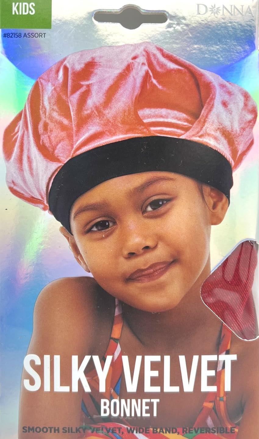 DONNA Kids Silky Velvet Bonnet, Shower Cap for Girl and Kids Wide Band, Reversible, Bonnet for Girls, 1pc RED COLOR Beauty and Personal Care DONNA