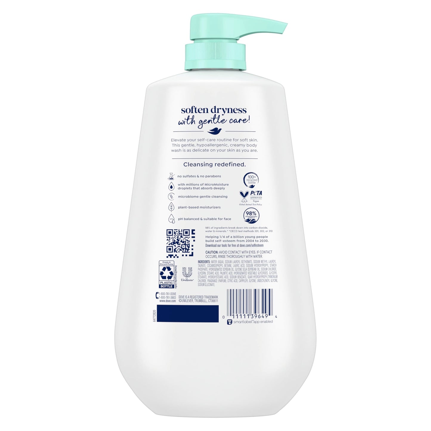 Dove Body Wash with Pump Sensitive Skin For 24hr Lotion-Soft Skin Moisturizing Skin Cleanser Gentle Hypoallergenic Formula with No Sulfates No Beauty & Personal Care Dove