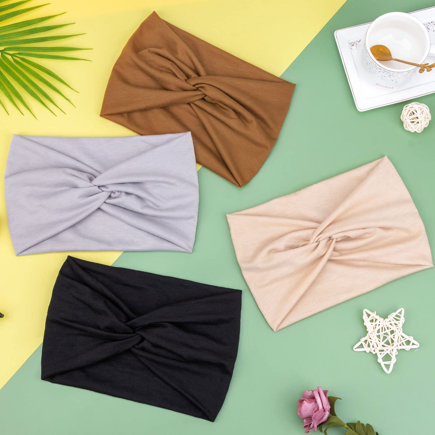 DRESHOW 4 Pack Turban Headbands for Women Wide Vintage Head Wraps Knotted Cute Hair Band Accessories Beauty and Personal Care DRESHOW