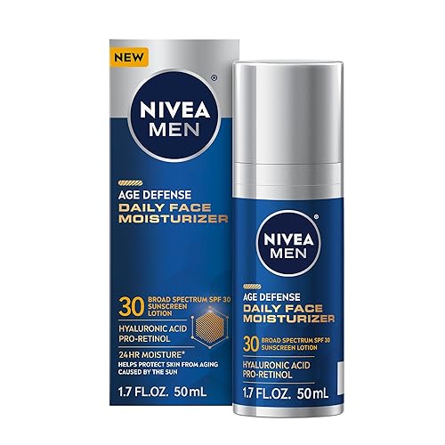 NIVEA MEN Age Defense Daily Face Moisturizer with Broad Spectrum SPF 30 Sunscreen, Pro-Retinol and Hyaluronic Acid, Beard-Friendly Face Lotion Helps Beauty & Personal Care NIVEA MEN