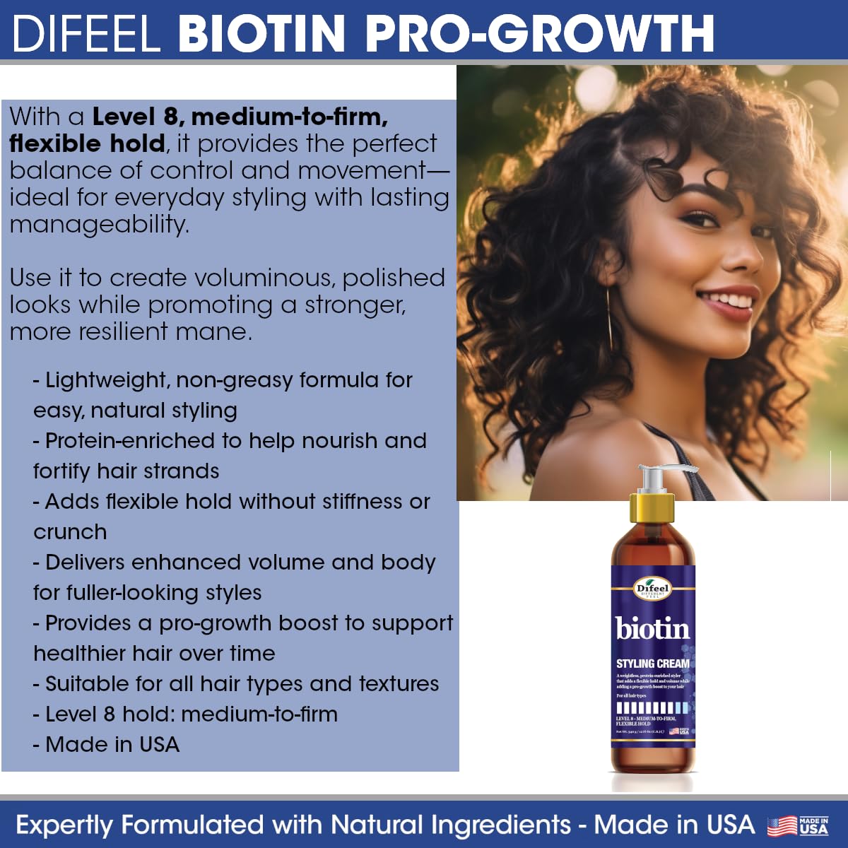 Difeel Biotin Styling Cream 12 ounce - Level 8:Medium-to-Firm, Flexible Hold Styling Cream Beauty & Personal Care Difeel