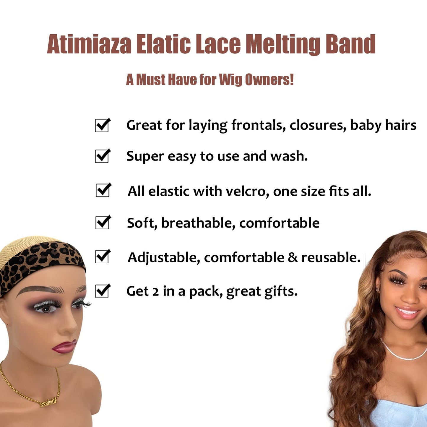 Atimiaza 3 Pcs Elastic Bands for Wigs - Lace Melting, Edge Wrap to Lay Edges (Silver, Leopard, Black Pack) Beauty and Personal Care Atimiaza