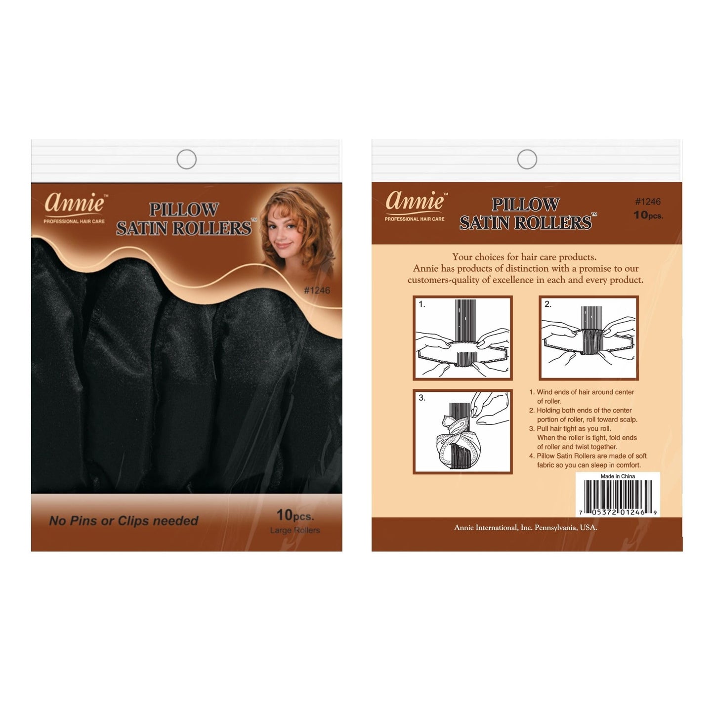 Annie Pillow Satin Rollers: 10Pcs Heatless Roller Set (Black) Beauty & Personal Care Annie
