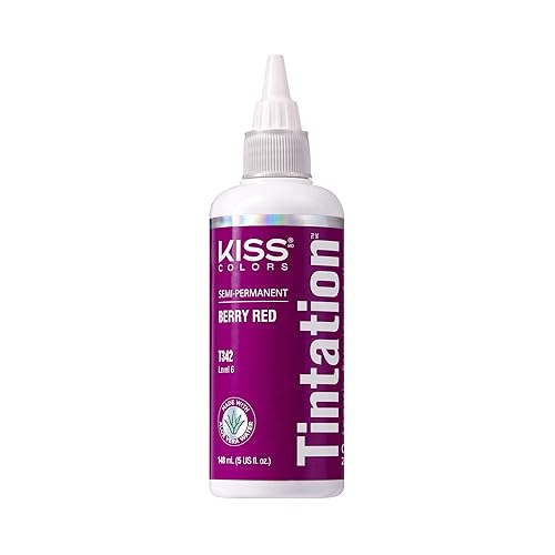 Red by Kiss Tintation Semi-Permanent Hair Color, Aloe Vera Water Based, Argan Oil, Olive Oil, Collagen & Keratin, Long-Lasting Color Dye (Berry Red, 5 Beauty & Personal Care Red By Kiss