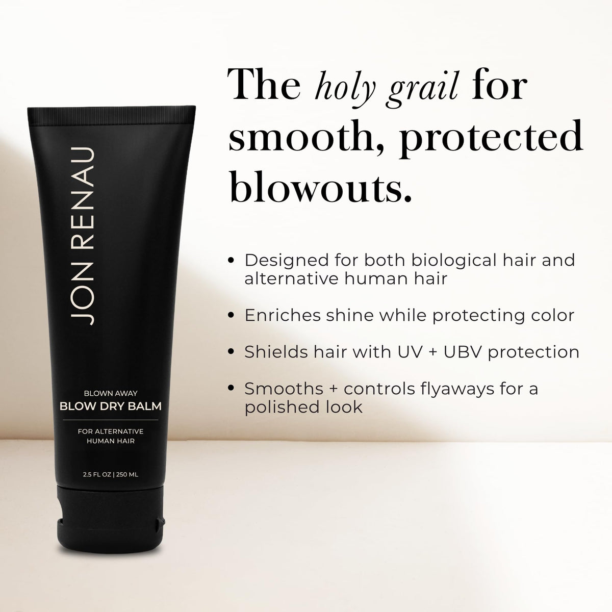 Jon Renau Blown Away Blow Dry Balm for Human Hair Wigs, Shine Enhancing Styling Balm with UV and Color Protection, Lightweight Balm with Gel Texture