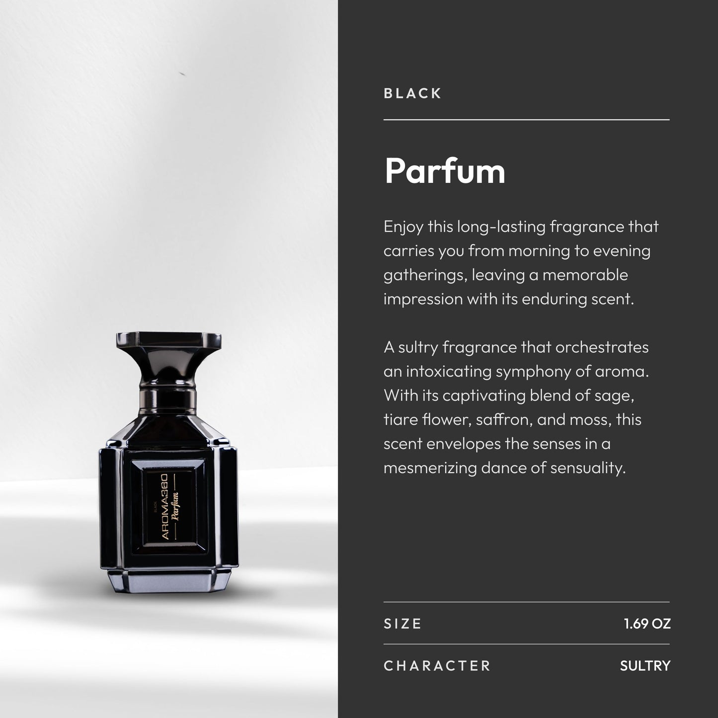 Aroma360 Men's Cologne - Luxurious Fragrance - Notes of Sage, Tiaré Flower, Saffron & Moss - Black, 50mL/1.7 fl oz Beauty & Personal Care Aroma360