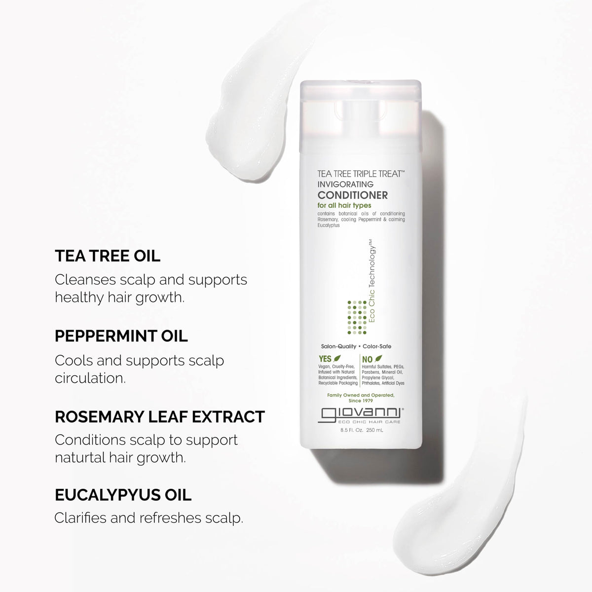GIOVANNI Tea Tree Triple Treat Invigorating Conditioner, Eucalyptus, 128 oz