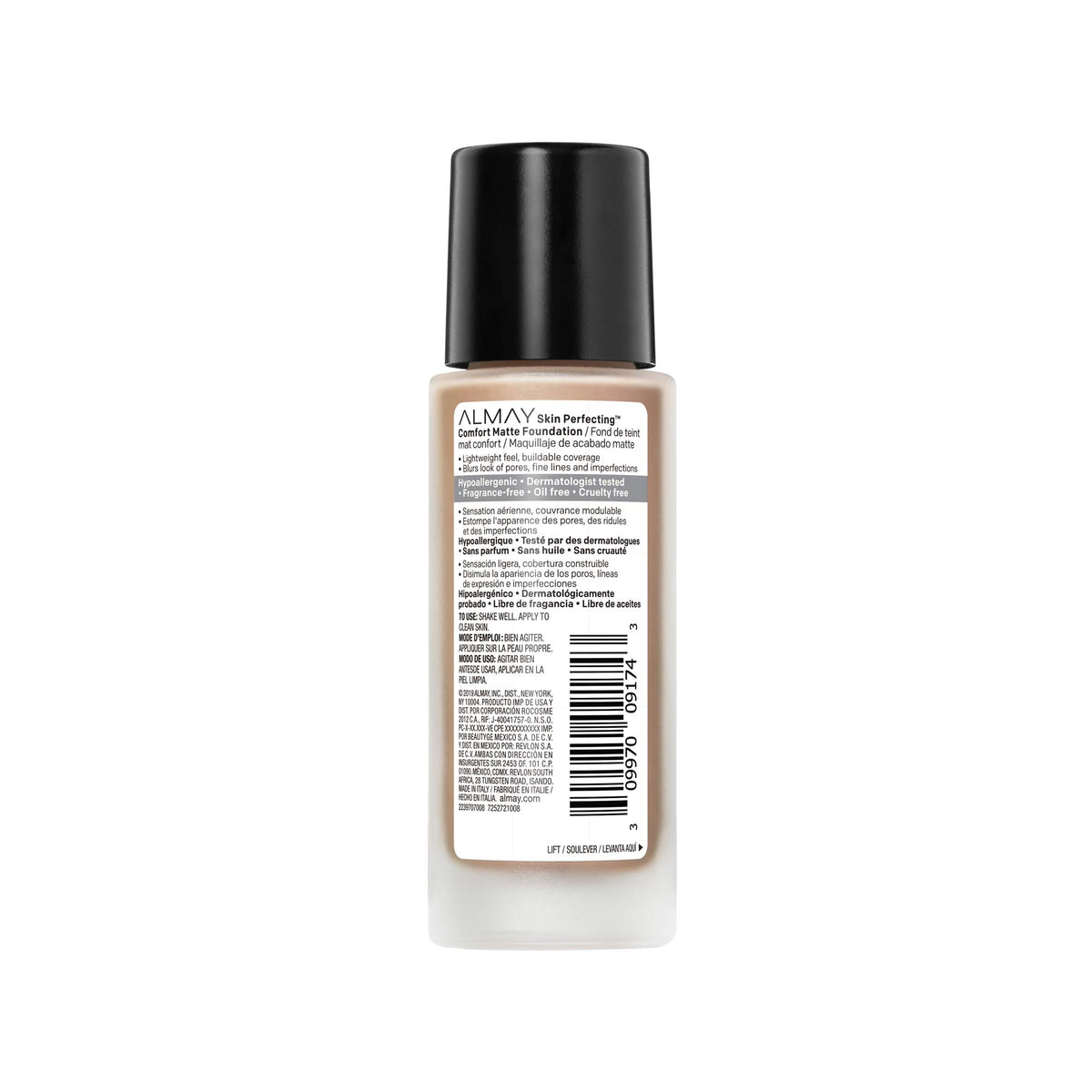 Almay Skin Perfecting Comfort Matte Foundation, Hypoallergenic, Cruelty Free, -Fragrance Free, Dermatologist Tested Liquid Makeup, Neutral Sun Beige,