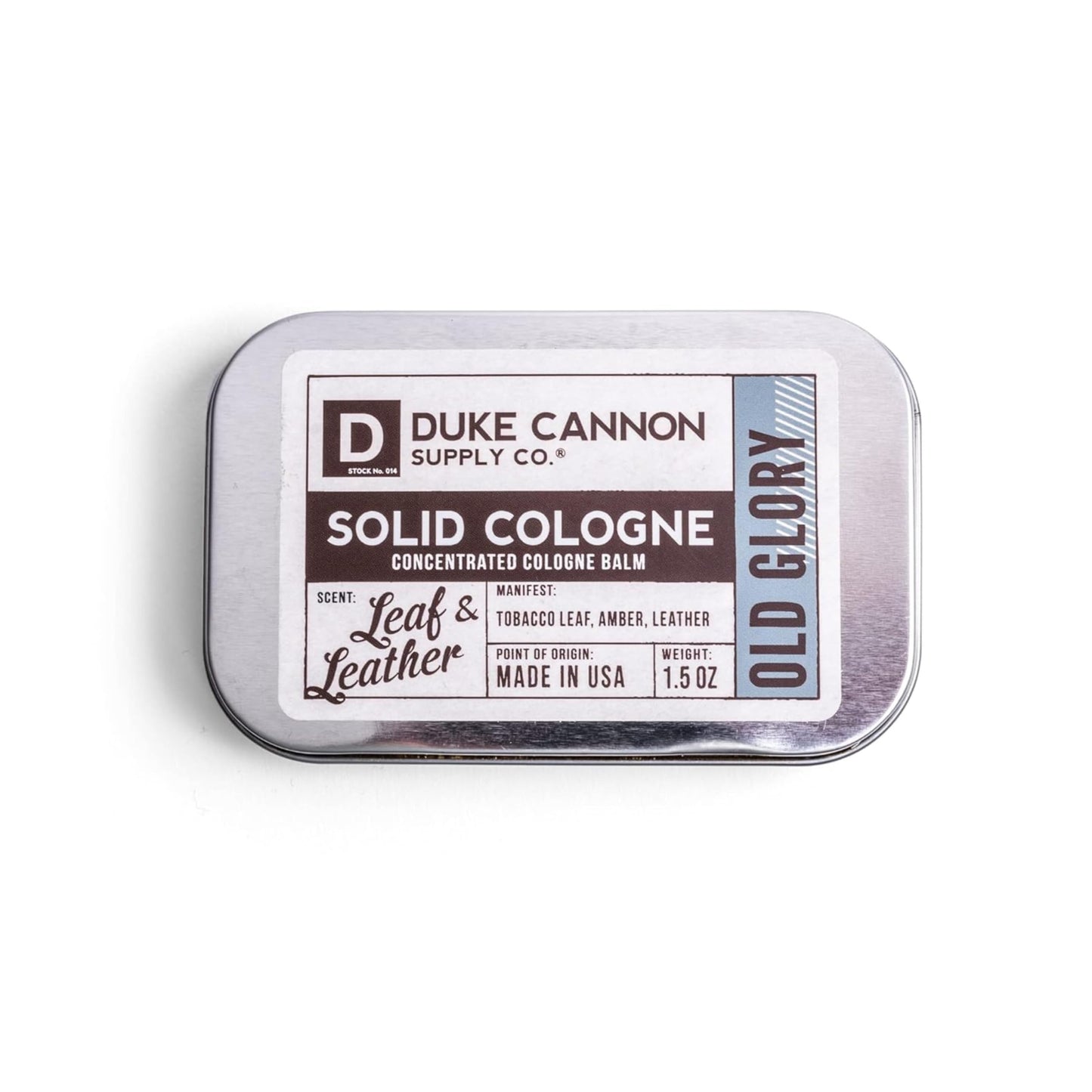 Duke Cannon Solid Cologne - Old Glory Premium Concentrated Cologne Balm, Fresh Tobacco, Amber, and Leather Scent, 1.5 oz. Travel Tin Beauty & Personal Care Duke Cannon Supply Co.