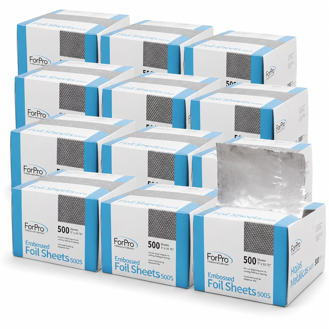 ForPro Professional Embossed Pop-Up Hair Foil Sheets for Salon Hair Color & Highlights, Pre-Cut Aluminum Foils, Non-Slip Embossed Texture, 5" W x Beauty & Personal Care ForPro Professional Collection