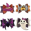 Hying 4PCS Halloween Glitter Hair Bow Clips for Kids Baby Girls, Ghost Pumpkin Bowtie Hair Pins for Kids Halloween Decorations Hair Accessories Beauty & Personal Care Hying
