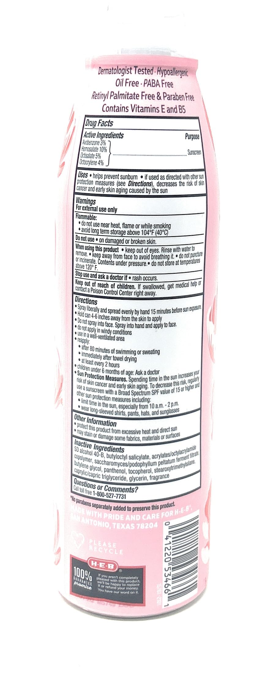H-E-B Pink Peony Flower Scented Sunscreen Spray - SPF 50-5.5oz bottle Beauty & Personal Care H-E-B