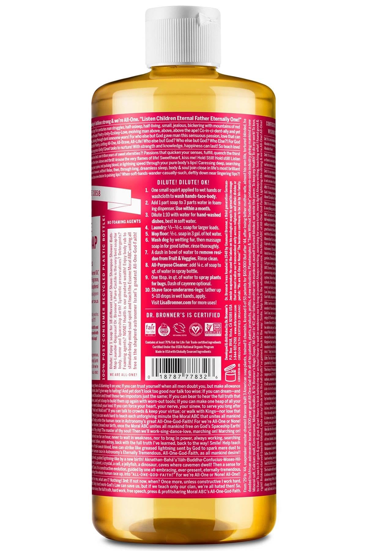 Dr. Bronner 'S Magic Soaps 18-In-1 Hemp Pure Castile Soaps Rose 32 Fl. Oz. by Dr. Bronner Beauty & Personal Care Dr. Bronner's