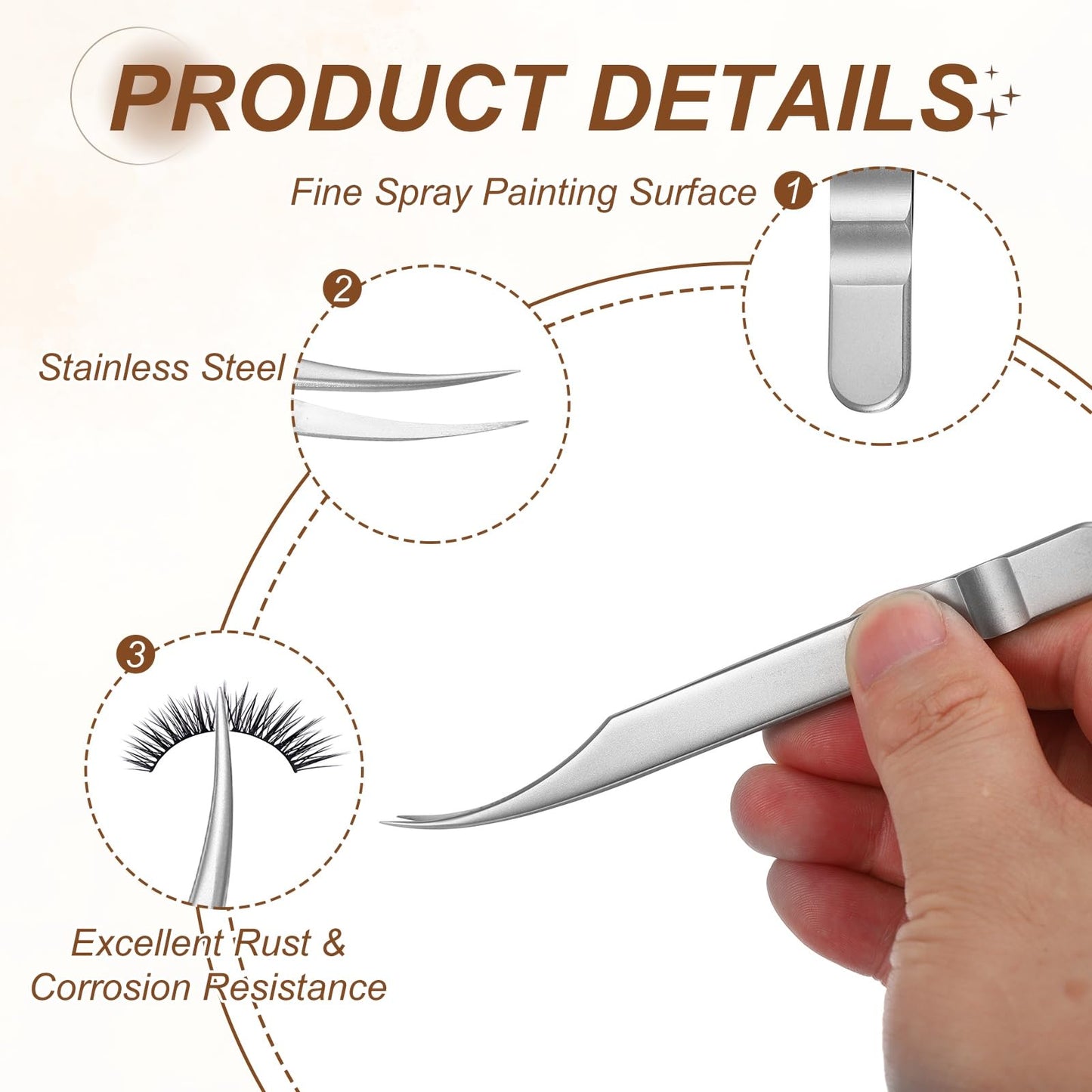 HARFINGTON High Precision Lash Tweezers, Stainless Steel Dolphin Tip Eyelash Extensions Tweezer Casual Beauty Tools for Eyelash Extensions, Silver Beauty and Personal Care HARFINGTON