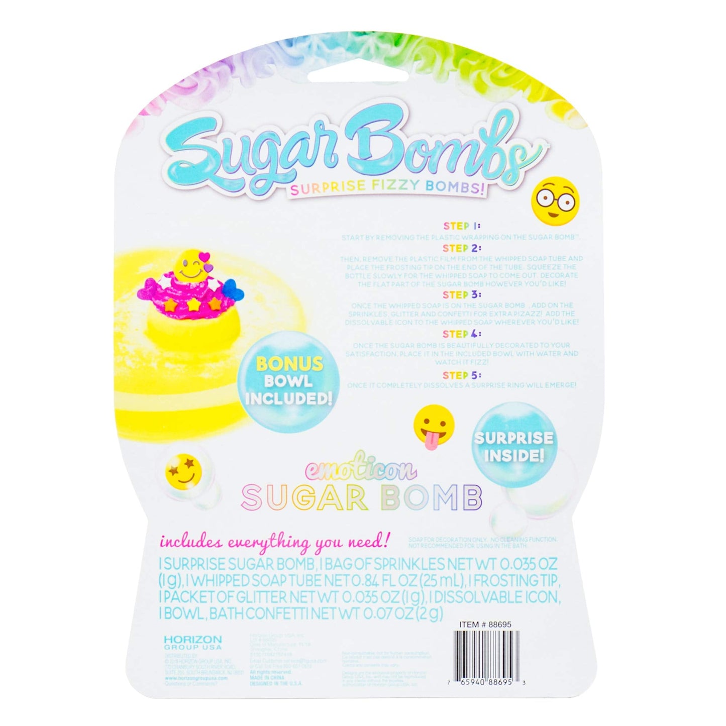 Sugar Bombs by Horizon Group USA, Design & Decorate Your Own Emoticon Themed Fizzing Bomb. Fizz In Bowl to Revel Hidden Surprise Gift. Embellish… Beauty & Personal Care Sugar Bombs