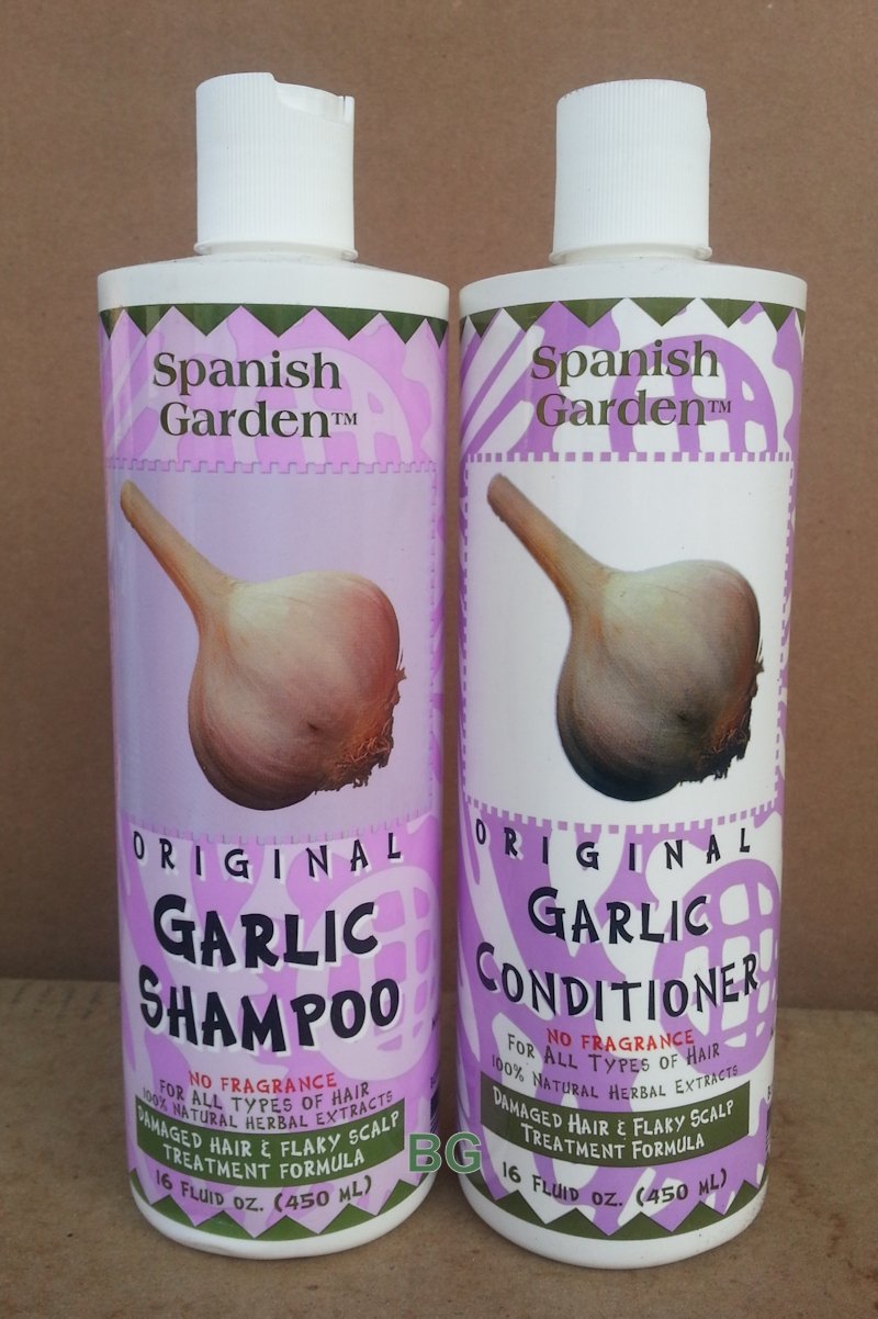 Original GARLIC Shampoo & Conditioner Set. Damaged Hair, Flaky Scalp Treatment Formula by Spanish Garden 16 oz (2 Pack) iwgl Beauty & Personal Care Spanish Garden