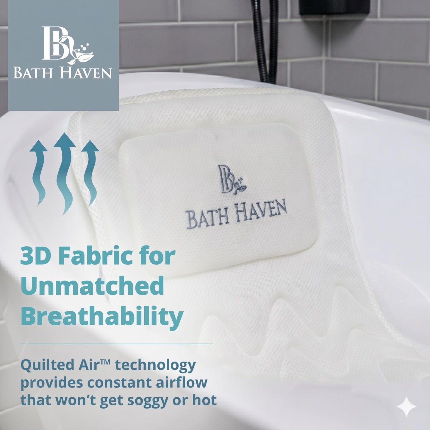 Bath Pillow for Tub, Full Body Bathtub Pillow and Mat for Head, Neck and Back Support, Relaxing Spa Cushion Head Rest and Mat for Tub Jacuzzi, Luxury Beauty and Personal Care Bath Haven