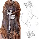 Bartosi Butterfly Clips Hair Silver Hair Barrettes Fluttering Tassel Hair Accessories Set for Women and Girls (Pack of 2) Beauty & Personal Care BARTOSI