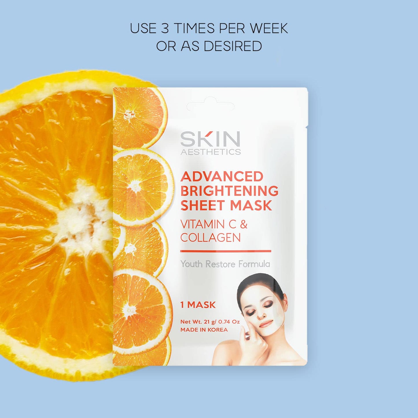 Skin Aesthetics Vitamin C & Collagen Sheet Face Mask - Reduces Wrinkles & Age Spots, Hydrating - Dermatologist Tested Korean Skincare - Clean Beauty Beauty & Personal Care Skin Aesthetics