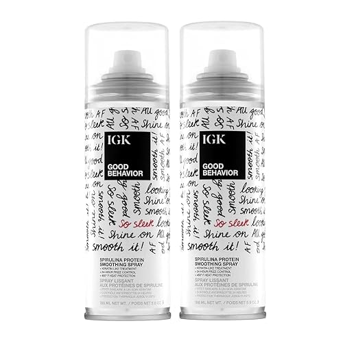 IGK GOOD BEHAVIOR Spirulina Protein Smoothing Spray | Keratin Like Treatment + Frizz Control + Heat Protectant | Vegan + Cruelty Free | 5.6 Oz (Pack Beauty & Personal Care IGK